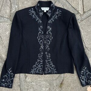 St. John Evening stunning black embellished knit blazer Made in USA